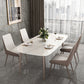 Metal Contemporary Rectangular Dining Table Sintered Stone Table with 4 Legs Clearhalo ' dining_table' 'Dining Tables & Seating' 'Dining Tables' 'furn' 'furn_dining_table' 'Furniture' 'furniture_dining_table' 'Kitchen & Dining Furniture' 'kitchen&dining_furn' 'kitchen' 'kitchen_dining_table' 3600450