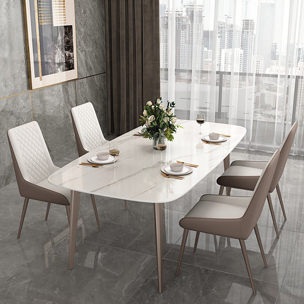 Metal Contemporary Rectangular Dining Table Sintered Stone Table with 4 Legs Clearhalo ' dining_table' 'Dining Tables & Seating' 'Dining Tables' 'furn' 'furn_dining_table' 'Furniture' 'furniture_dining_table' 'Kitchen & Dining Furniture' 'kitchen&dining_furn' 'kitchen' 'kitchen_dining_table' 3600450