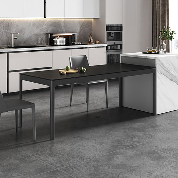 Modern Style Sintered Stone Dining Room Dinner Kitchen Table Black Rectangle Table Clearhalo ' dining_table' 'Dining Tables & Seating' 'Dining Tables' 'Furniture' 'furniture_dining_table' 'Kitchen & Dining Furniture' 'kitchen&dining_furn' 'kitchen' 'kitchen_dining_table' 3600463