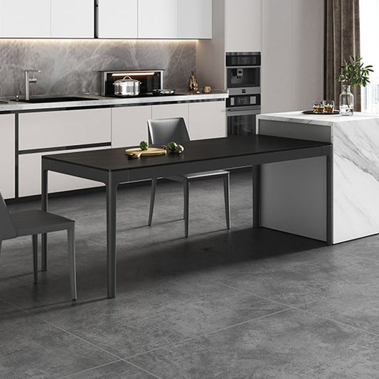 Modern Style Sintered Stone Dining Room Dinner Kitchen Table Black Rectangle Table
