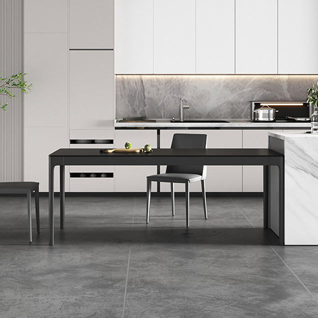 Modern Style Sintered Stone Dining Room Dinner Kitchen Table Black Rectangle Table Clearhalo ' dining_table' 'Dining Tables & Seating' 'Dining Tables' 'Furniture' 'furniture_dining_table' 'Kitchen & Dining Furniture' 'kitchen&dining_furn' 'kitchen' 'kitchen_dining_table' 3600464