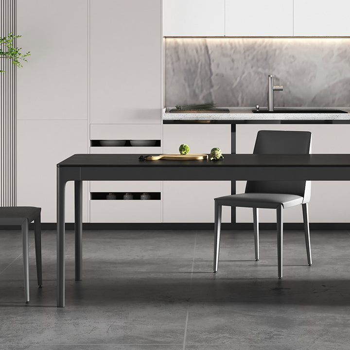 Modern Style Sintered Stone Dining Room Dinner Kitchen Table Black Rectangle Table Clearhalo ' dining_table' 'Dining Tables & Seating' 'Dining Tables' 'Furniture' 'furniture_dining_table' 'Kitchen & Dining Furniture' 'kitchen&dining_furn' 'kitchen' 'kitchen_dining_table' 3600468