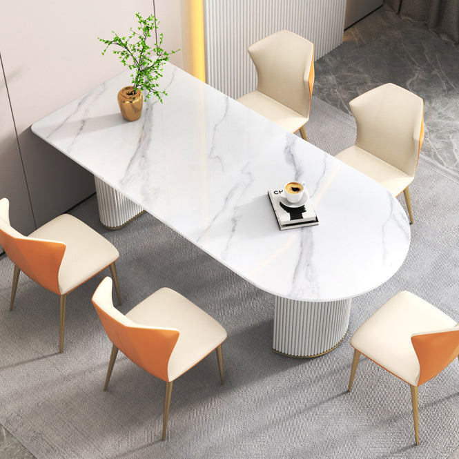 Free Form Modern Dining Table White Tone Fixed Table with Sintered Stone Clearhalo ' dining_table' 'Dining Tables & Seating' 'Dining Tables' 'furn' 'furn_dining_table' 'Furniture' 'furniture_dining_table' 'Kitchen & Dining Furniture' 'kitchen&dining_furn' 'kitchen' 'kitchen_dining_table' 3600473