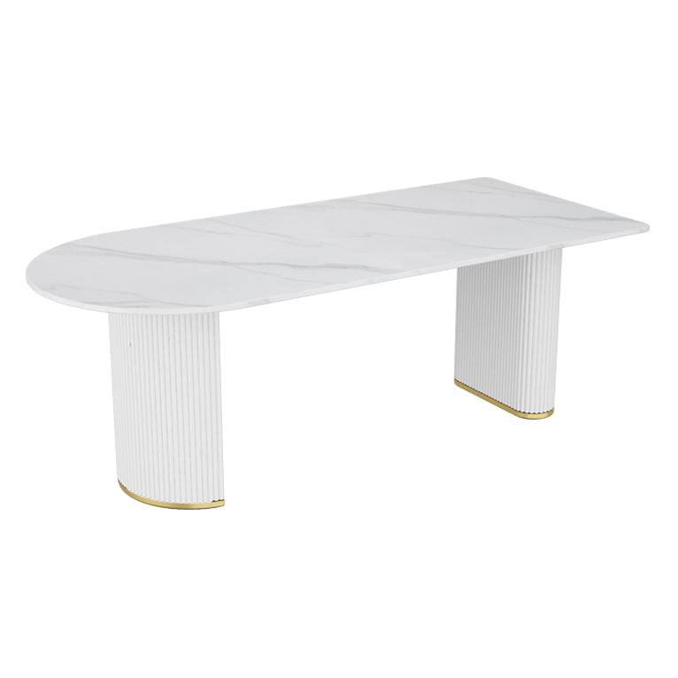 Free Form Modern Dining Table White Tone Fixed Table with Sintered Stone White Without Chairs Clearhalo ' dining_table' 'Dining Tables & Seating' 'Dining Tables' 'furn' 'furn_dining_table' 'Furniture' 'furniture_dining_table' 'Kitchen & Dining Furniture' 'kitchen&dining_furn' 'kitchen' 'kitchen_dining_table' 3600474
