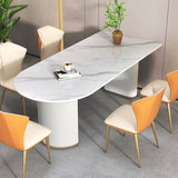 Free Form Modern Dining Table White Tone Fixed Table with Sintered Stone Clearhalo ' dining_table' 'Dining Tables & Seating' 'Dining Tables' 'furn' 'furn_dining_table' 'Furniture' 'furniture_dining_table' 'Kitchen & Dining Furniture' 'kitchen&dining_furn' 'kitchen' 'kitchen_dining_table' 3600477