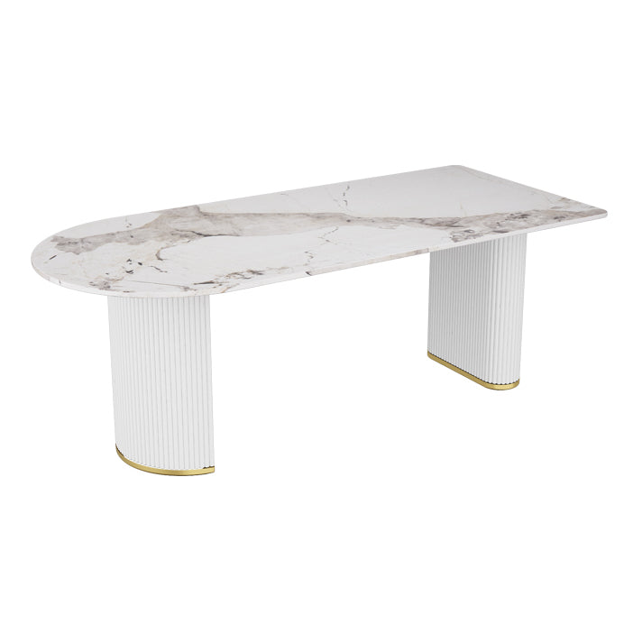 Free Form Modern Dining Table White Tone Fixed Table with Sintered Stone Pandora & Gold Without Chairs Clearhalo ' dining_table' 'Dining Tables & Seating' 'Dining Tables' 'furn' 'furn_dining_table' 'Furniture' 'furniture_dining_table' 'Kitchen & Dining Furniture' 'kitchen&dining_furn' 'kitchen' 'kitchen_dining_table' 3600478