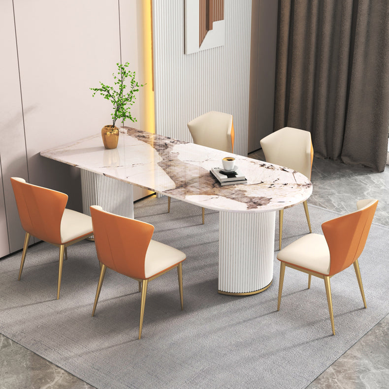 Free Form Modern Dining Table White Tone Fixed Table with Sintered Stone Clearhalo ' dining_table' 'Dining Tables & Seating' 'Dining Tables' 'furn' 'furn_dining_table' 'Furniture' 'furniture_dining_table' 'Kitchen & Dining Furniture' 'kitchen&dining_furn' 'kitchen' 'kitchen_dining_table' 3600484