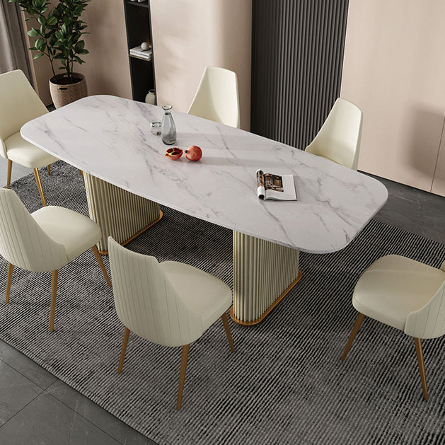 Metal Modern Rectangle Dining Table Sintered Stone Table for Kitchen and Dining Room Clearhalo ' dining_table' 'Dining Tables & Seating' 'Dining Tables' 'furn' 'furn_dining_table' 'Furniture' 'furniture_dining_table' 'Kitchen & Dining Furniture' 'kitchen&dining_furn' 'kitchen' 'kitchen_dining_table' 3600500