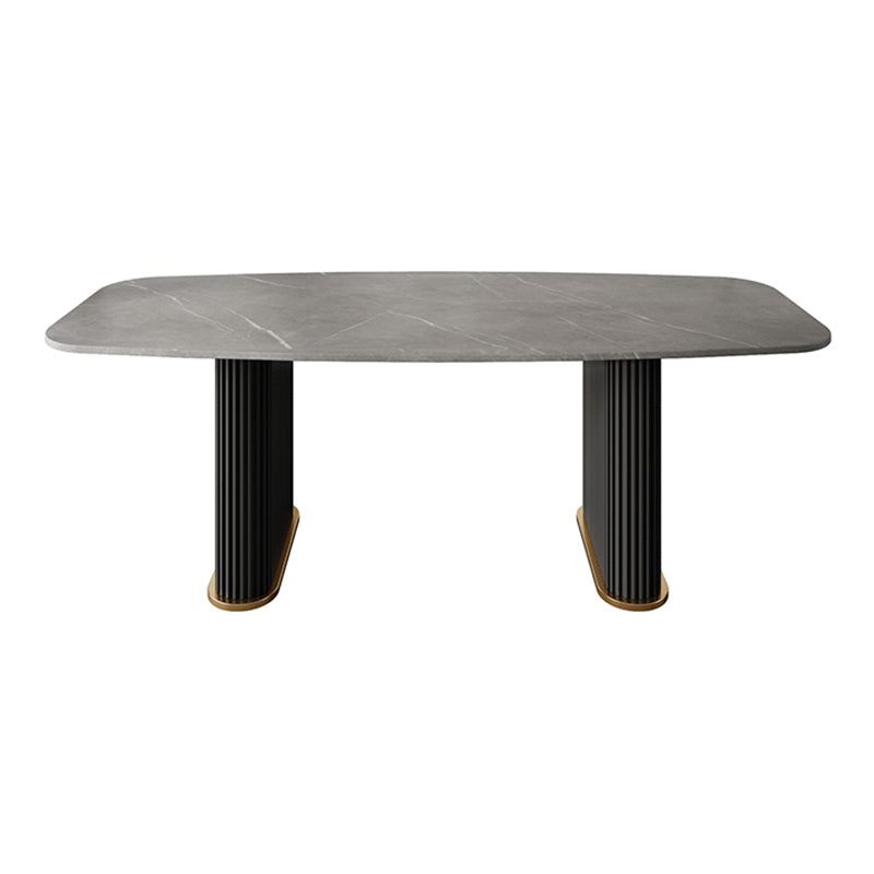 Metal Modern Rectangle Dining Table Sintered Stone Table for Kitchen and Dining Room Gray Black Clearhalo ' dining_table' 'Dining Tables & Seating' 'Dining Tables' 'furn' 'furn_dining_table' 'Furniture' 'furniture_dining_table' 'Kitchen & Dining Furniture' 'kitchen&dining_furn' 'kitchen' 'kitchen_dining_table' 3600501