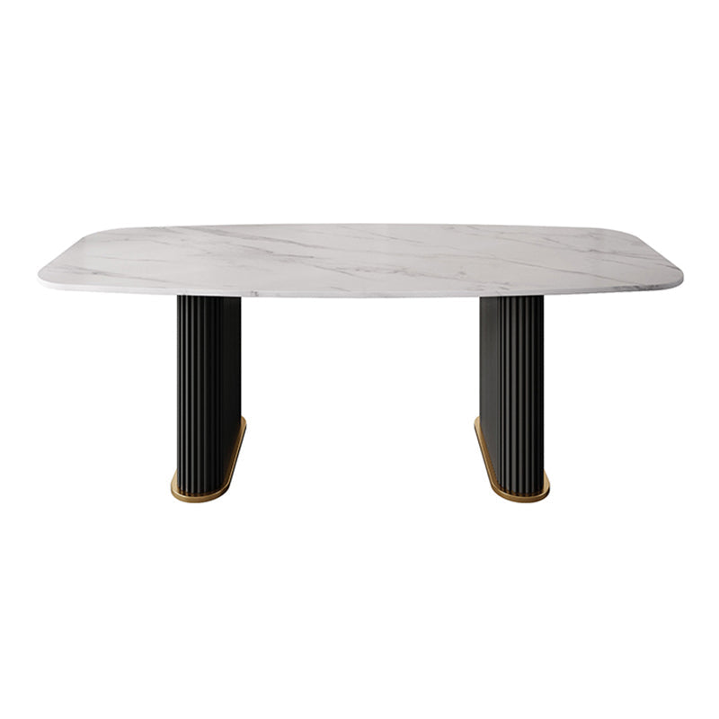 Metal Modern Rectangle Dining Table Sintered Stone Table for Kitchen and Dining Room White Black Clearhalo ' dining_table' 'Dining Tables & Seating' 'Dining Tables' 'furn' 'furn_dining_table' 'Furniture' 'furniture_dining_table' 'Kitchen & Dining Furniture' 'kitchen&dining_furn' 'kitchen' 'kitchen_dining_table' 3600502