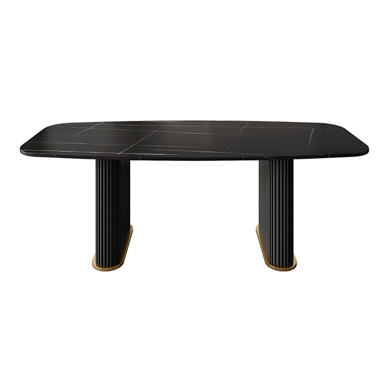 Metal Modern Rectangle Dining Table Sintered Stone Table for Kitchen and Dining Room Black Black Clearhalo ' dining_table' 'Dining Tables & Seating' 'Dining Tables' 'furn' 'furn_dining_table' 'Furniture' 'furniture_dining_table' 'Kitchen & Dining Furniture' 'kitchen&dining_furn' 'kitchen' 'kitchen_dining_table' 3600504