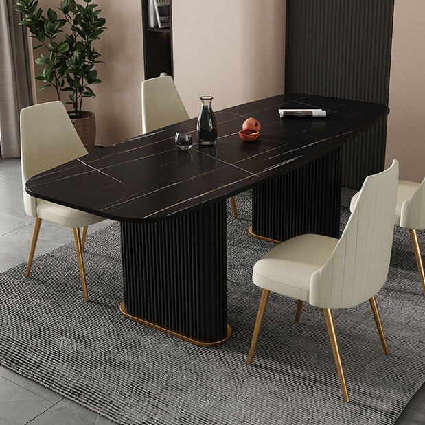 Metal Modern Rectangle Dining Table Sintered Stone Table for Kitchen and Dining Room Clearhalo ' dining_table' 'Dining Tables & Seating' 'Dining Tables' 'furn' 'furn_dining_table' 'Furniture' 'furniture_dining_table' 'Kitchen & Dining Furniture' 'kitchen&dining_furn' 'kitchen' 'kitchen_dining_table' 3600505