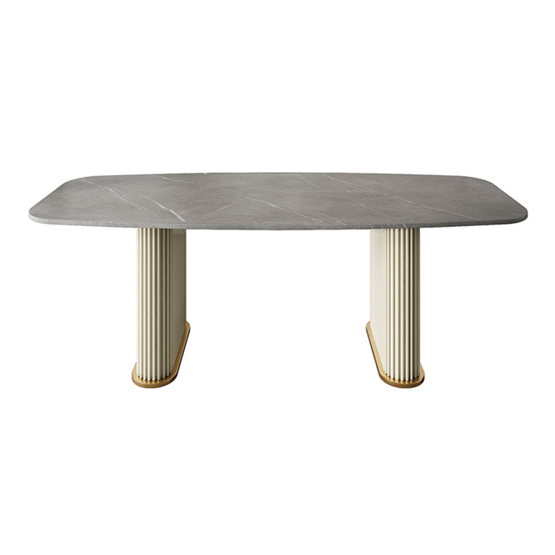 Metal Modern Rectangle Dining Table Sintered Stone Table for Kitchen and Dining Room Gray White Clearhalo ' dining_table' 'Dining Tables & Seating' 'Dining Tables' 'furn' 'furn_dining_table' 'Furniture' 'furniture_dining_table' 'Kitchen & Dining Furniture' 'kitchen&dining_furn' 'kitchen' 'kitchen_dining_table' 3600506