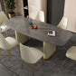 Metal Modern Rectangle Dining Table Sintered Stone Table for Kitchen and Dining Room Clearhalo ' dining_table' 'Dining Tables & Seating' 'Dining Tables' 'furn' 'furn_dining_table' 'Furniture' 'furniture_dining_table' 'Kitchen & Dining Furniture' 'kitchen&dining_furn' 'kitchen' 'kitchen_dining_table' 3600507