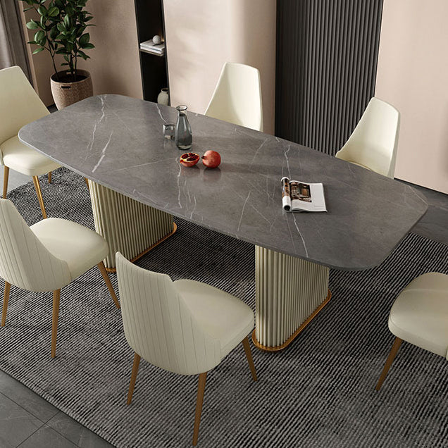 Metal Modern Rectangle Dining Table Sintered Stone Table for Kitchen and Dining Room Clearhalo ' dining_table' 'Dining Tables & Seating' 'Dining Tables' 'furn' 'furn_dining_table' 'Furniture' 'furniture_dining_table' 'Kitchen & Dining Furniture' 'kitchen&dining_furn' 'kitchen' 'kitchen_dining_table' 3600507
