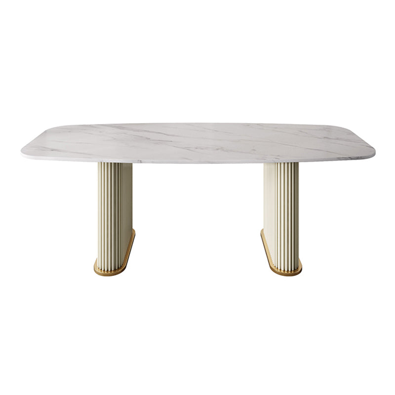 Metal Modern Rectangle Dining Table Sintered Stone Table for Kitchen and Dining Room White White Clearhalo ' dining_table' 'Dining Tables & Seating' 'Dining Tables' 'furn' 'furn_dining_table' 'Furniture' 'furniture_dining_table' 'Kitchen & Dining Furniture' 'kitchen&dining_furn' 'kitchen' 'kitchen_dining_table' 3600508