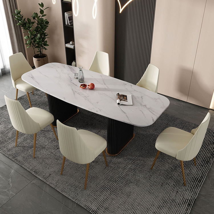 Metal Modern Rectangle Dining Table Sintered Stone Table for Kitchen and Dining Room Clearhalo ' dining_table' 'Dining Tables & Seating' 'Dining Tables' 'furn' 'furn_dining_table' 'Furniture' 'furniture_dining_table' 'Kitchen & Dining Furniture' 'kitchen&dining_furn' 'kitchen' 'kitchen_dining_table' 3600513
