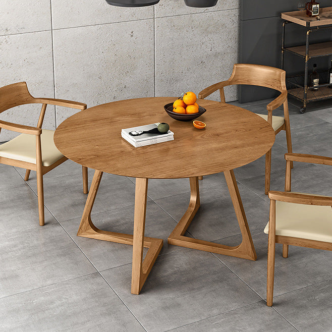 Contemporary Round Dining Table Pine Solid Wood Table with Double Pedestal Clearhalo ' dining_table' 'Dining Tables & Seating' 'Dining Tables' 'furn' 'furn_dining_table' 'Furniture' 'furniture_dining_table' 'Kitchen & Dining Furniture' 'kitchen&dining_furn' 'kitchen' 'kitchen_dining_table' 3600529