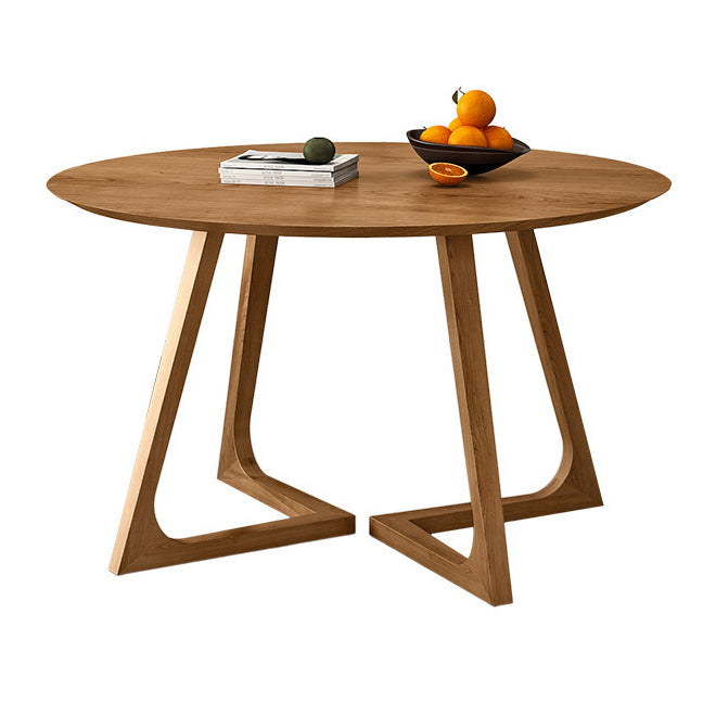 Contemporary Round Dining Table Pine Solid Wood Table with Double Pedestal Without Chairs Clearhalo ' dining_table' 'Dining Tables & Seating' 'Dining Tables' 'furn' 'furn_dining_table' 'Furniture' 'furniture_dining_table' 'Kitchen & Dining Furniture' 'kitchen&dining_furn' 'kitchen' 'kitchen_dining_table' 3600533