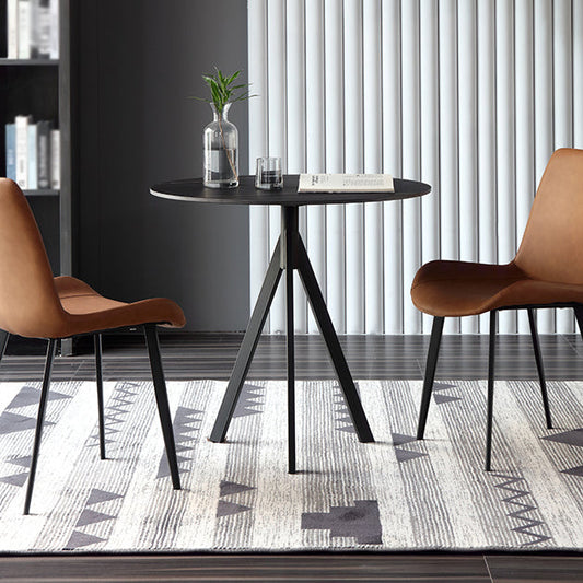 Modern Style Sintered Stone Dining Table Black Round Table with 3 Legs