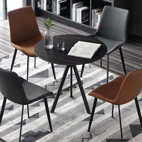 Modern Style Sintered Stone Dining Table Black Round Table with 3 Legs Clearhalo ' dining_table' 'Dining Tables & Seating' 'Dining Tables' 'furn' 'furn_dining_table' 'Furniture' 'furniture_dining_table' 'Kitchen & Dining Furniture' 'kitchen&dining_furn' 'kitchen' 'kitchen_dining_table' 3600548