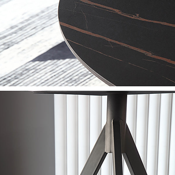 Modern Style Sintered Stone Dining Table Black Round Table with 3 Legs Clearhalo ' dining_table' 'Dining Tables & Seating' 'Dining Tables' 'furn' 'furn_dining_table' 'Furniture' 'furniture_dining_table' 'Kitchen & Dining Furniture' 'kitchen&dining_furn' 'kitchen' 'kitchen_dining_table' 3600552