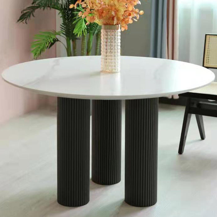 Round Contemporary Style Dining Table White Fixed Table with Sintered Stone Clearhalo ' dining_table' 'Dining Tables & Seating' 'Dining Tables' 'furn' 'furn_dining_table' 'Furniture' 'furniture_dining_table' 'Kitchen & Dining Furniture' 'kitchen&dining_furn' 'kitchen' 'kitchen_dining_table' 3600554