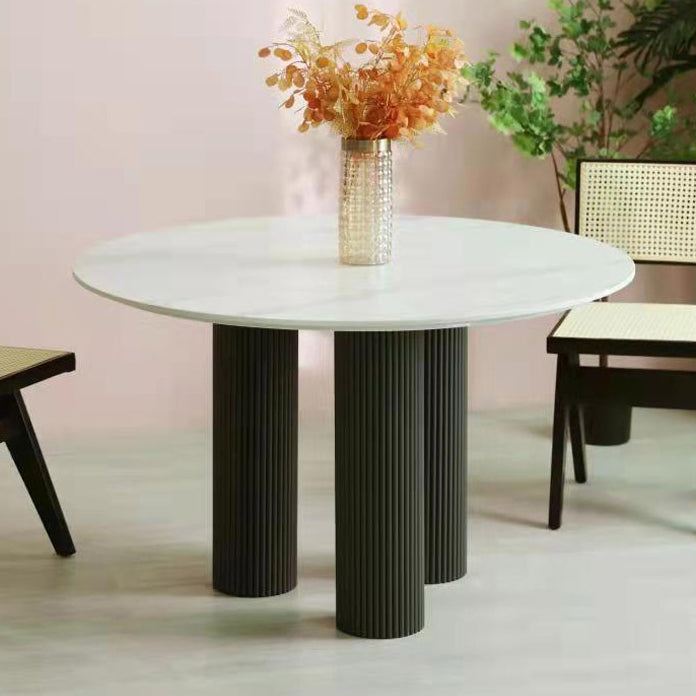 Round Contemporary Style Dining Table White Fixed Table with Sintered Stone Clearhalo ' dining_table' 'Dining Tables & Seating' 'Dining Tables' 'furn' 'furn_dining_table' 'Furniture' 'furniture_dining_table' 'Kitchen & Dining Furniture' 'kitchen&dining_furn' 'kitchen' 'kitchen_dining_table' 3600555