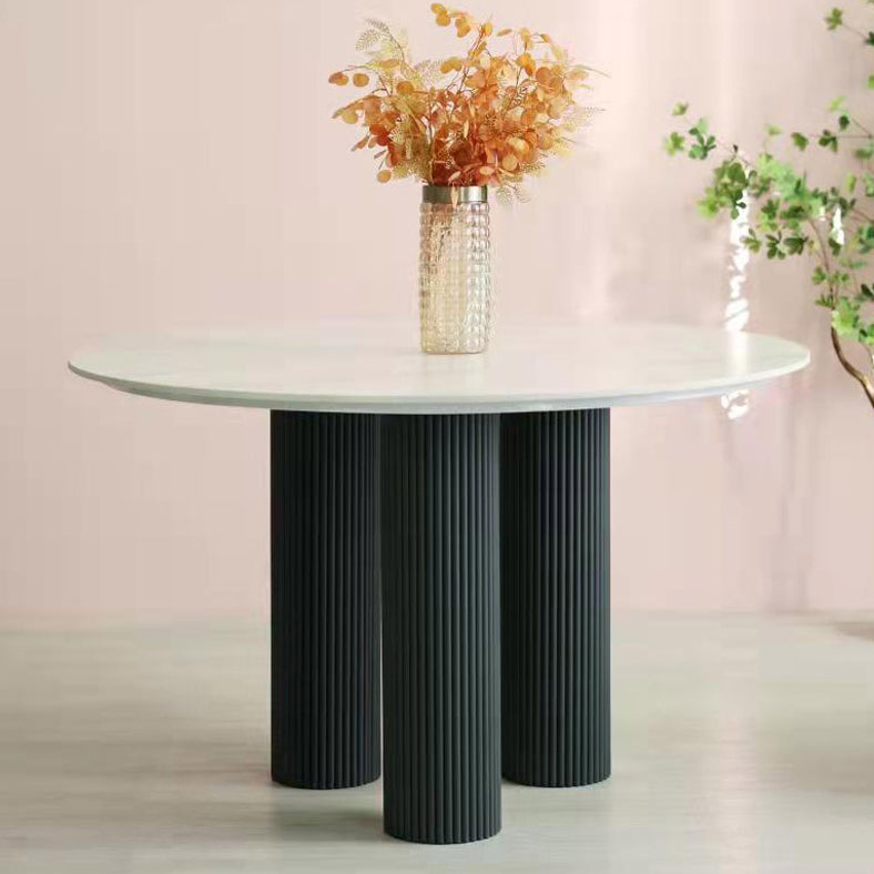 Round Contemporary Style Dining Table White Fixed Table with Sintered Stone Clearhalo ' dining_table' 'Dining Tables & Seating' 'Dining Tables' 'furn' 'furn_dining_table' 'Furniture' 'furniture_dining_table' 'Kitchen & Dining Furniture' 'kitchen&dining_furn' 'kitchen' 'kitchen_dining_table' 3600556