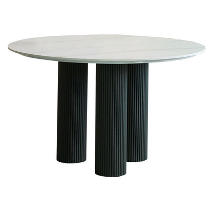 Round Contemporary Style Dining Table White Fixed Table with Sintered Stone Without Chairs Clearhalo ' dining_table' 'Dining Tables & Seating' 'Dining Tables' 'furn' 'furn_dining_table' 'Furniture' 'furniture_dining_table' 'Kitchen & Dining Furniture' 'kitchen&dining_furn' 'kitchen' 'kitchen_dining_table' 3600558