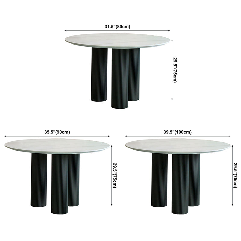 Round Contemporary Style Dining Table White Fixed Table with Sintered Stone Clearhalo ' dining_table' 'Dining Tables & Seating' 'Dining Tables' 'furn' 'furn_dining_table' 'Furniture' 'furniture_dining_table' 'Kitchen & Dining Furniture' 'kitchen&dining_furn' 'kitchen' 'kitchen_dining_table' 3600559