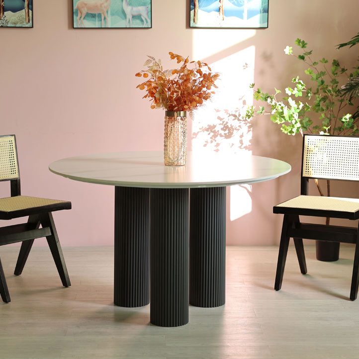 Round Contemporary Style Dining Table White Fixed Table with Sintered Stone Clearhalo ' dining_table' 'Dining Tables & Seating' 'Dining Tables' 'furn' 'furn_dining_table' 'Furniture' 'furniture_dining_table' 'Kitchen & Dining Furniture' 'kitchen&dining_furn' 'kitchen' 'kitchen_dining_table' 3600560