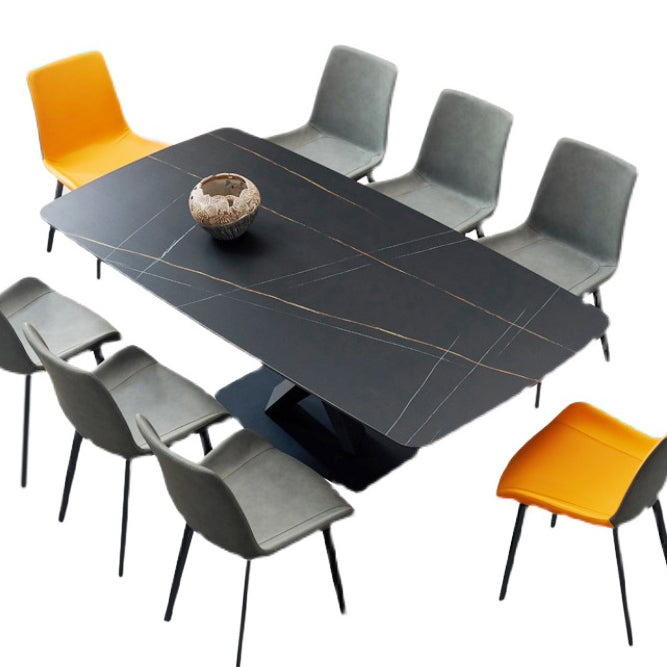 Metal Modern Rectangle Dining Table Sintered Stone Dining Table with Pedestal Base Clearhalo ' dining_table' 'Dining Tables & Seating' 'Dining Tables' 'furn' 'furn_dining_table' 'Furniture' 'furniture_dining_table' 'Kitchen & Dining Furniture' 'kitchen&dining_furn' 'kitchen' 'kitchen_dining_table' 3600568