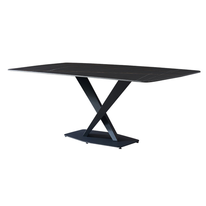 Metal Modern Rectangle Dining Table Sintered Stone Dining Table with Pedestal Base Without Chairs Clearhalo ' dining_table' 'Dining Tables & Seating' 'Dining Tables' 'furn' 'furn_dining_table' 'Furniture' 'furniture_dining_table' 'Kitchen & Dining Furniture' 'kitchen&dining_furn' 'kitchen' 'kitchen_dining_table' 3600569