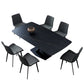 Metal Modern Rectangle Dining Table Sintered Stone Dining Table with Pedestal Base Clearhalo ' dining_table' 'Dining Tables & Seating' 'Dining Tables' 'furn' 'furn_dining_table' 'Furniture' 'furniture_dining_table' 'Kitchen & Dining Furniture' 'kitchen&dining_furn' 'kitchen' 'kitchen_dining_table' 3600574