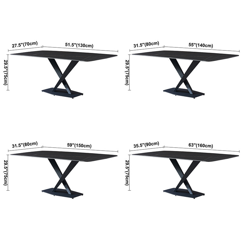 Metal Modern Rectangle Dining Table Sintered Stone Dining Table with Pedestal Base Clearhalo ' dining_table' 'Dining Tables & Seating' 'Dining Tables' 'furn' 'furn_dining_table' 'Furniture' 'furniture_dining_table' 'Kitchen & Dining Furniture' 'kitchen&dining_furn' 'kitchen' 'kitchen_dining_table' 3600575