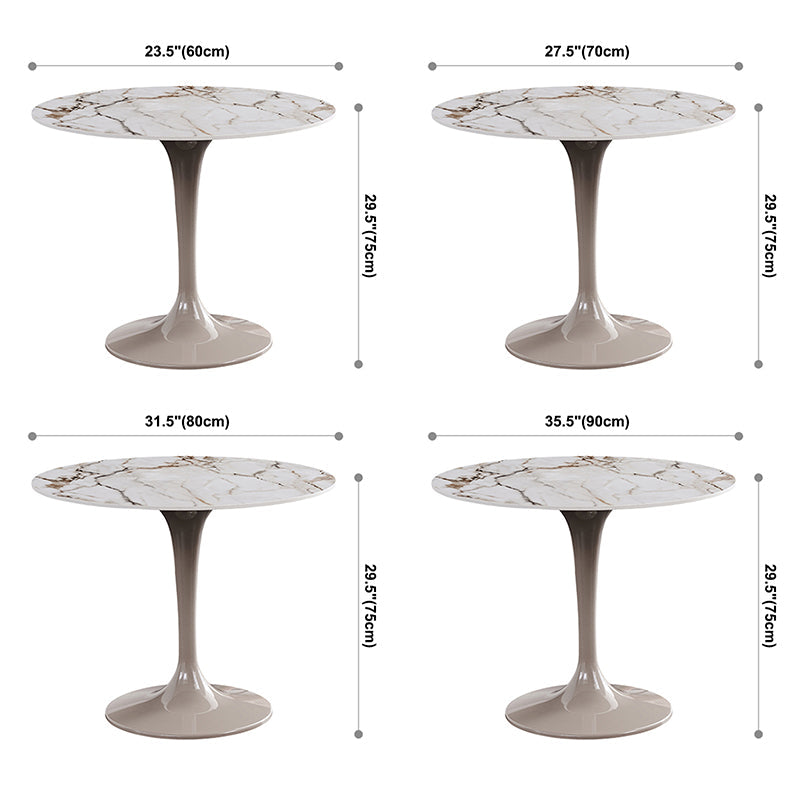 Modern Style Sintered Stone Dining Table White Round Tulip Base Dining Table Clearhalo ' dining_table' 'Dining Tables & Seating' 'Dining Tables' 'furn' 'furn_dining_table' 'Furniture' 'furniture_dining_table' 'Kitchen & Dining Furniture' 'kitchen&dining_furn' 'kitchen' 'kitchen_dining_table' 3600617