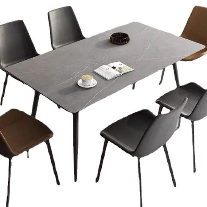 Contemporary Rectangle Dining Table Sintered Stone Table with 4 Legs for Home Kitchen Dinner Gray Without Chairs Clearhalo ' dining_table' 'Dining Tables & Seating' 'Dining Tables' 'furn' 'furn_dining_table' 'Furniture' 'furniture_dining_table' 'Kitchen & Dining Furniture' 'kitchen&dining_furn' 'kitchen' 'kitchen_dining_table' 3600622