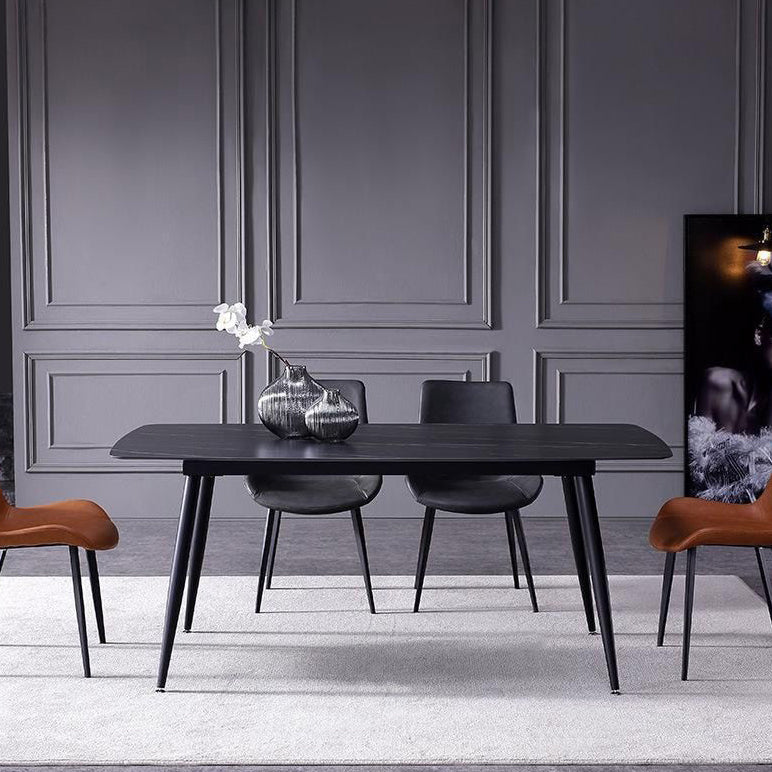 Contemporary Rectangle Dining Table Sintered Stone Table with 4 Legs for Home Kitchen Dinner Clearhalo ' dining_table' 'Dining Tables & Seating' 'Dining Tables' 'furn' 'furn_dining_table' 'Furniture' 'furniture_dining_table' 'Kitchen & Dining Furniture' 'kitchen&dining_furn' 'kitchen' 'kitchen_dining_table' 3600629