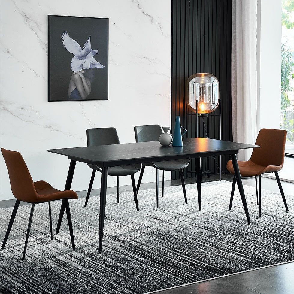 Contemporary Rectangle Dining Table Sintered Stone Table with 4 Legs for Home Kitchen Dinner Clearhalo ' dining_table' 'Dining Tables & Seating' 'Dining Tables' 'furn' 'furn_dining_table' 'Furniture' 'furniture_dining_table' 'Kitchen & Dining Furniture' 'kitchen&dining_furn' 'kitchen' 'kitchen_dining_table' 3600631