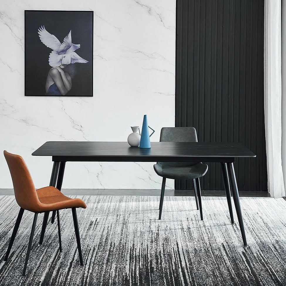 Contemporary Rectangle Dining Table Sintered Stone Table with 4 Legs for Home Kitchen Dinner Clearhalo ' dining_table' 'Dining Tables & Seating' 'Dining Tables' 'furn' 'furn_dining_table' 'Furniture' 'furniture_dining_table' 'Kitchen & Dining Furniture' 'kitchen&dining_furn' 'kitchen' 'kitchen_dining_table' 3600632
