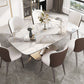 Metal Contemporary Rectangle Dining Table Sintered Stone Dining Table with Pedestal Base Clearhalo ' dining_table' 'Dining Tables & Seating' 'Dining Tables' 'furn' 'furn_dining_table' 'Furniture' 'furniture_dining_table' 'Kitchen & Dining Furniture' 'kitchen&dining_furn' 'kitchen' 'kitchen_dining_table' 3600634
