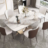 Metal Contemporary Rectangle Dining Table Sintered Stone Dining Table with Pedestal Base Clearhalo ' dining_table' 'Dining Tables & Seating' 'Dining Tables' 'furn' 'furn_dining_table' 'Furniture' 'furniture_dining_table' 'Kitchen & Dining Furniture' 'kitchen&dining_furn' 'kitchen' 'kitchen_dining_table' 3600634