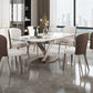 Metal Contemporary Rectangle Dining Table Sintered Stone Dining Table with Pedestal Base Clearhalo ' dining_table' 'Dining Tables & Seating' 'Dining Tables' 'furn' 'furn_dining_table' 'Furniture' 'furniture_dining_table' 'Kitchen & Dining Furniture' 'kitchen&dining_furn' 'kitchen' 'kitchen_dining_table' 3600636