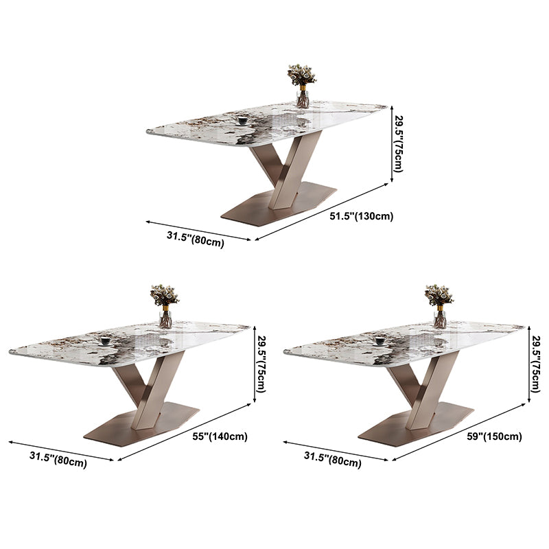 Metal Contemporary Rectangle Dining Table Sintered Stone Dining Table with Pedestal Base Clearhalo ' dining_table' 'Dining Tables & Seating' 'Dining Tables' 'furn' 'furn_dining_table' 'Furniture' 'furniture_dining_table' 'Kitchen & Dining Furniture' 'kitchen&dining_furn' 'kitchen' 'kitchen_dining_table' 3600640