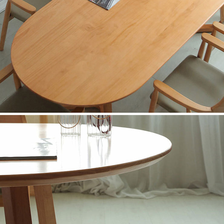 Oval Pine Solid Wood Table Modern Double Pedestal Dining Table with Wooden Base Clearhalo ' dining_table' 'Dining Tables & Seating' 'Dining Tables' 'furn' 'furn_dining_table' 'Furniture' 'furniture_dining_table' 'Kitchen & Dining Furniture' 'kitchen&dining_furn' 'kitchen' 'kitchen_dining_table' 3600664