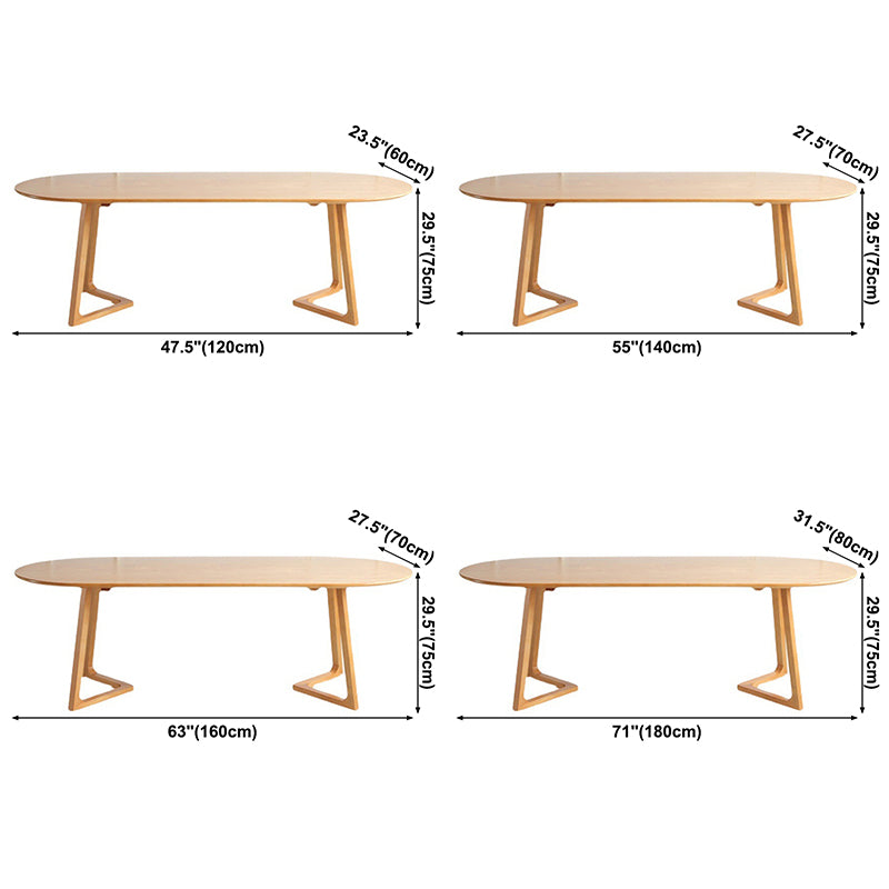 Oval Pine Solid Wood Table Modern Double Pedestal Dining Table with Wooden Base Clearhalo ' dining_table' 'Dining Tables & Seating' 'Dining Tables' 'furn' 'furn_dining_table' 'Furniture' 'furniture_dining_table' 'Kitchen & Dining Furniture' 'kitchen&dining_furn' 'kitchen' 'kitchen_dining_table' 3600665