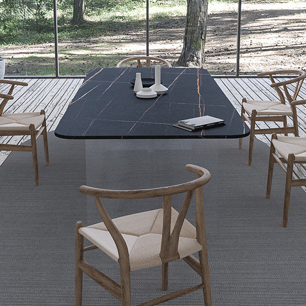 Modern Rectangle Dining Table Sintered Stone Dining Table with Clear Acrylic Double Pedestal Clearhalo ' dining_table' 'Dining Tables & Seating' 'Dining Tables' 'furn' 'furn_dining_table' 'Furniture' 'furniture_dining_table' 'Kitchen & Dining Furniture' 'kitchen&dining_furn' 'kitchen' 'kitchen_dining_table' 3600678
