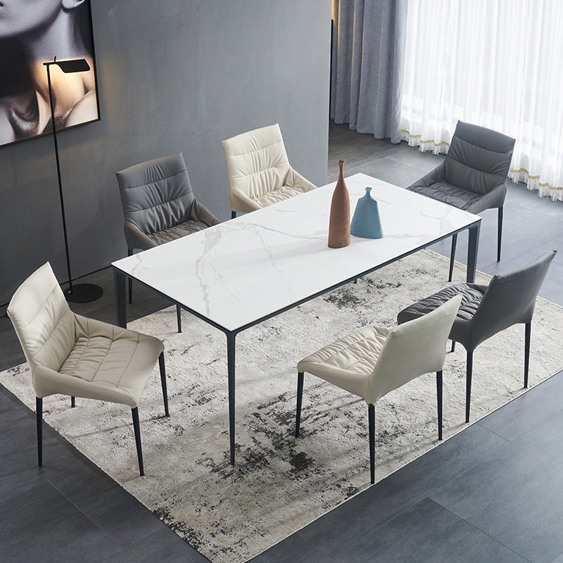 Modern Rectangle Dining Table Sintered Stone Dining Table with 4 Metal Legs Clearhalo ' dining_table' 'Dining Tables & Seating' 'Dining Tables' 'Furniture' 'furniture_dining_table' 'Kitchen & Dining Furniture' 'kitchen&dining_furn' 'kitchen' 'kitchen_dining_table' 3600680
