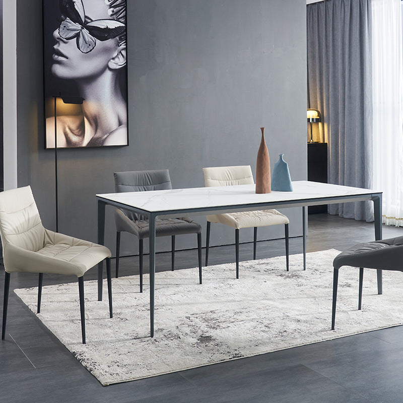 Modern Rectangle Dining Table Sintered Stone Dining Table with 4 Metal Legs Clearhalo ' dining_table' 'Dining Tables & Seating' 'Dining Tables' 'Furniture' 'furniture_dining_table' 'Kitchen & Dining Furniture' 'kitchen&dining_furn' 'kitchen' 'kitchen_dining_table' 3600682